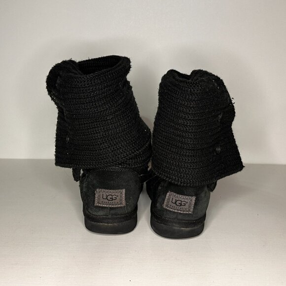 Ugg (5819) Cardy II Black Knit Button Boots Women Size 9 - Picture 2 of 8